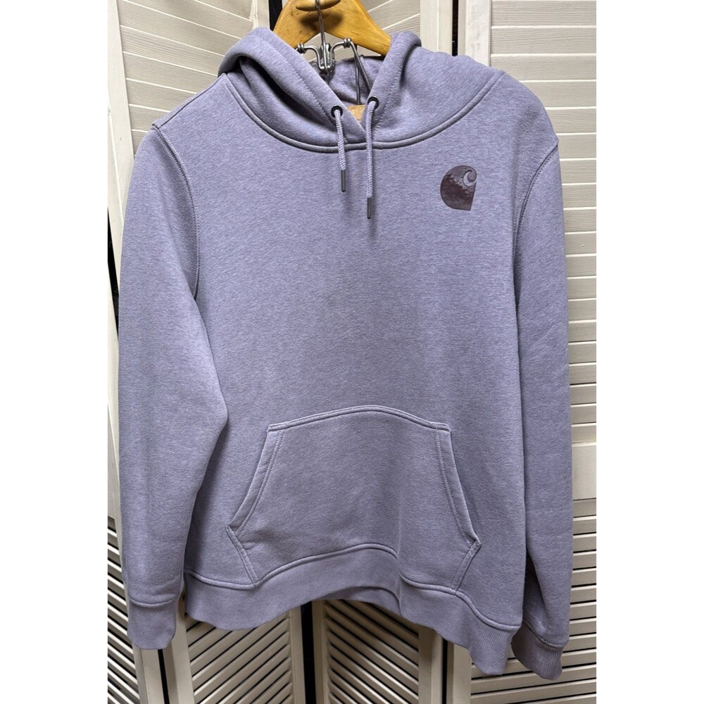 Carhartt Womens Size XL Hoodie Relaxed Fit Pullover Graphic Logo Stain As Shown